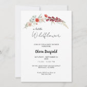 Boho Baby Shower Invitation red floral watercolor (Devant)