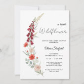 Boho Baby Shower Invitation red floral watercolor (Devant)