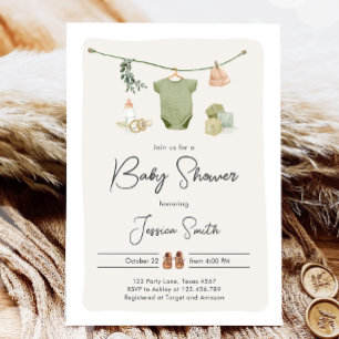 Boho Baby shower Jongen Neutrale Kleding Rustiek Kaart