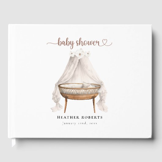 Boho Baby shower livre d'hôtes Neutral Bassinet (Recto)