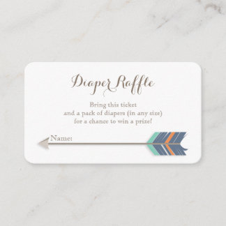Boho Baby shower Luier Raffle Ticket Navy Sinaasap Informatiekaartje