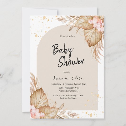 Boho Baby shower Moderne Arch Invitation (Devant)