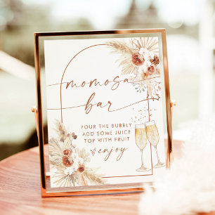 Boho Baby shower Momosa Bar Sign Pampas Grass Poster