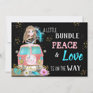 ** Boho Baby shower Neutral Peace & Love Hippie Kaart