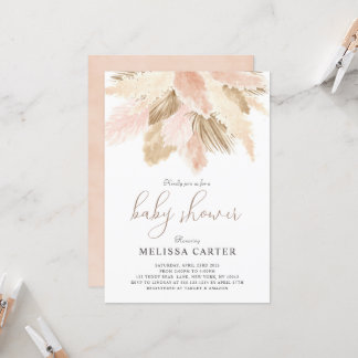 Boho Baby shower Neutral Spring Party Invitation Kaart