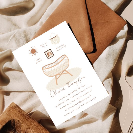Boho Baby shower Nursery Terracotta Invitations