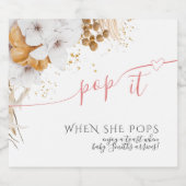 Boho Baby shower Pop als ze Pop Sparkling Wijnetiket (Enkel label)