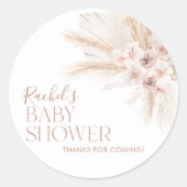 Boho Baby shower rose Favoriser Stickers Baby Girl (Devant)