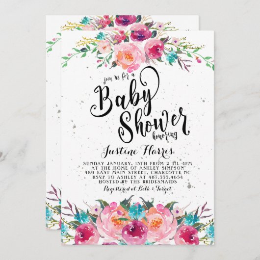 Boho Baby shower Uitnodiging (Voorkant / Achterkant)