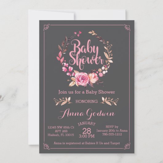 Boho Baby shower Uitnodiging (Voorkant)