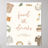 Boho Baby shower Voedsel & Drinken Teken Poster (Voorkant)