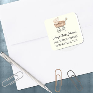 Boho Baby shower Waterverf 1.5-in Adres Sticker
