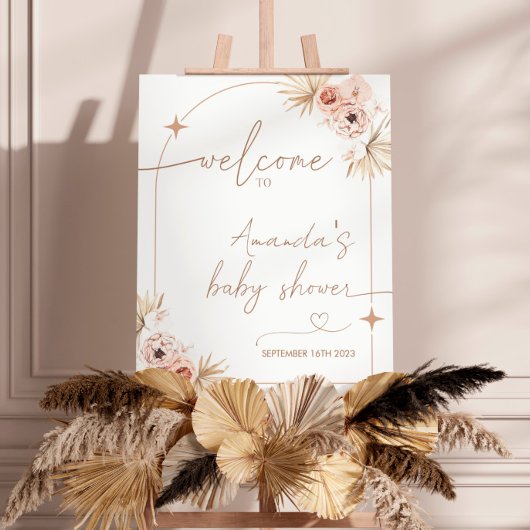 Boho Baby shower Welcome Sign. Modern Pampas Grass Poster