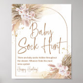 Boho Baby Sock Hunt Game Pampas Grass Baby shower Poster (Voorkant)