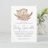 Boho Baby Sprinkle Invitation avec l'ours doux (Debout devant)