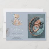 Boho baby teddy beer Birthday Uitnodiging (Voorkant)