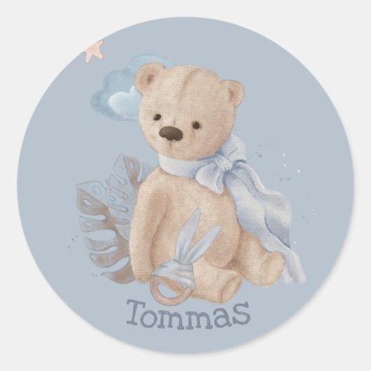 Boho baby teddy beer Classic Round Sticker (Voorkant)