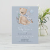 Boho baby teddybeer uitnodiging (Staand voorkant)