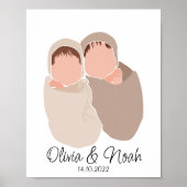 Boho Baby Twins Girl&Boy Nom Poster de la pépinièr (Devant)