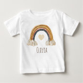Boho Baby Waterverf Rainbow Beige Baby T-Shirt (Voorkant)
