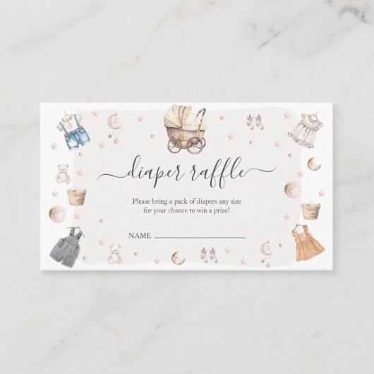 Boho Baby Wieg Geslacht Onthulling Luier Raffle Ti Informatiekaartje (Voorkant)