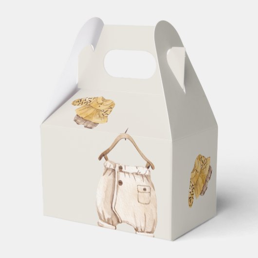 Boho Babykleding Cream Twins Baby shower Bedankdoosjes (Achterkant)