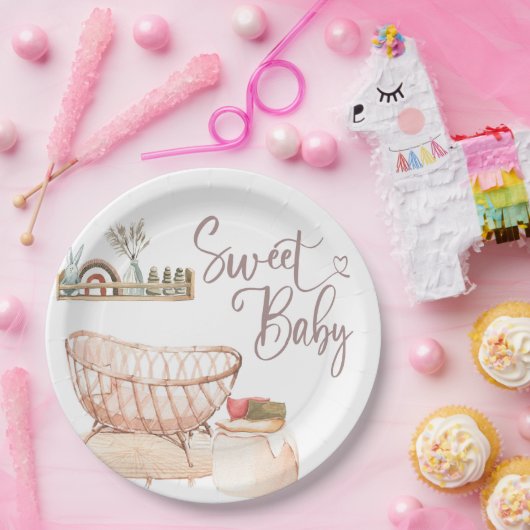 BOHO BABYSHOWER, BABYSHOWER, OH BABY UITNODIGING PAPIEREN BORDJE (Feest)