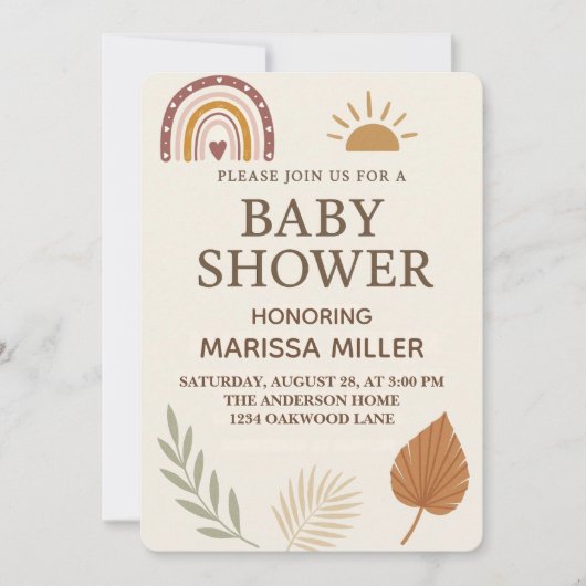 Boho babyshower uitnodiging (Voorkant)