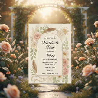 Boho Bachelorette Bash Invitation | Neutral Floral