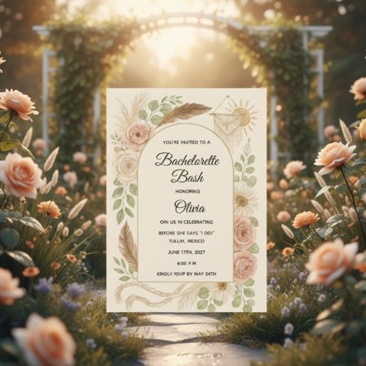 Boho Bachelorette Bash Invitation | Neutral Floral