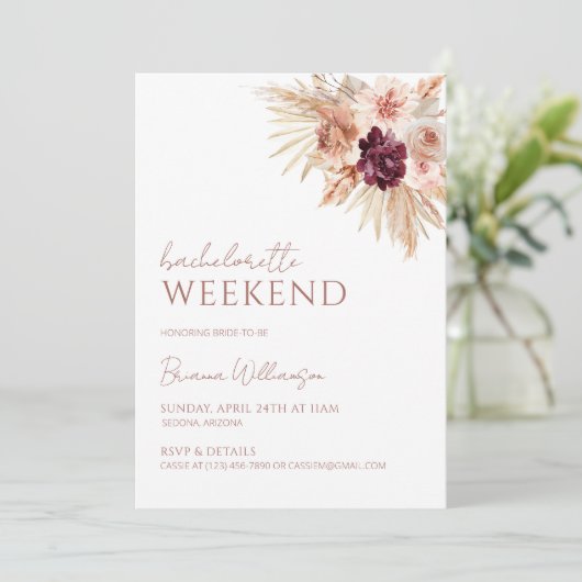 Boho Bachelorette Week-end Invitation et Itinérair (Debout devant)