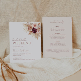 Boho Bachelorette Week-end Invitation et Itinérair