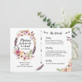 Boho Bachelorette Weekend Itinerary Invitation Kaart (Staand voorkant)