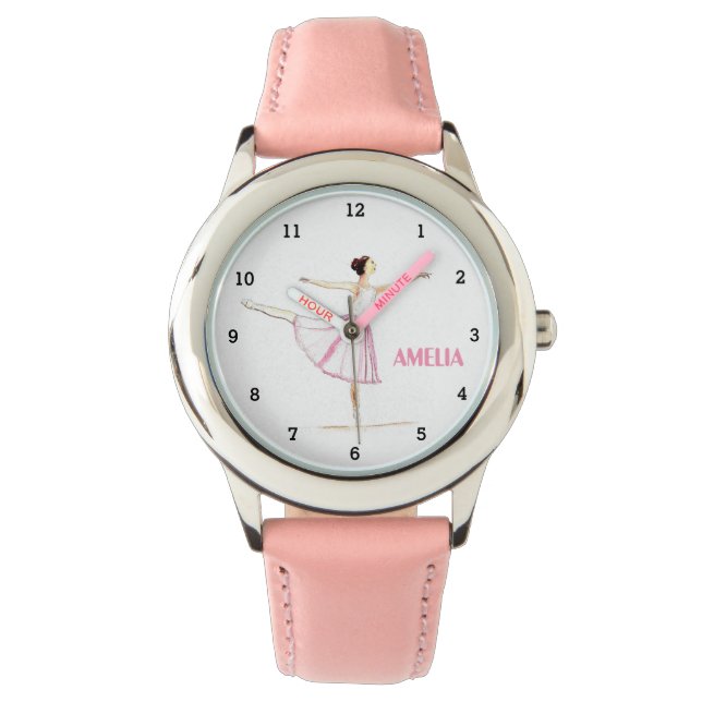 Boho Ballerina Ballet Tutu Meisje Praktijk Roze na Horloge (Voorkant)
