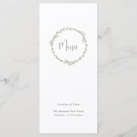 Boho Bamboe Botanisch blad Zacht Elegant groen Menu (Voorkant)