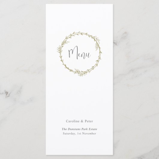 Boho Bamboe Botanisch blad Zacht Elegant groen Menu (Voorkant)