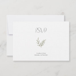Boho Bamboe Botanisch blad Zacht Elegant groen RSVP Kaartje