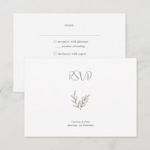 Boho Bamboe Botanisch blad Zacht Elegant groen RSVP Kaartje