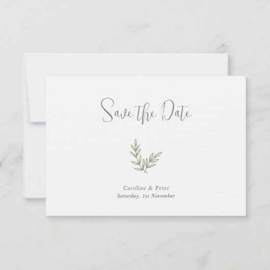 Boho Bamboe Botanisch blad Zacht Elegant groen Save The Date (Voorkant)