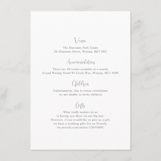 Boho Bamboe Botanisch Blad Zachte Elegante Groenel Informatiekaartje (Achterkant)