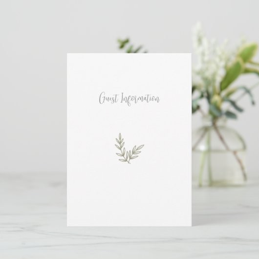 Boho Bamboe Botanisch Blad Zachte Elegante Groenel Informatiekaartje (Staand voorkant)