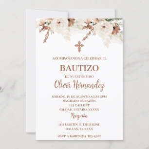 Boho Baptême espagnol Invitation