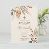 Boho Baptême espagnol Invitation (Debout devant)