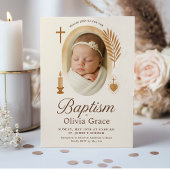 Boho Baptême Invitation avec photo et symboles