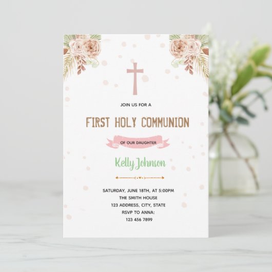 Boho baptême thème invitation (Debout devant)