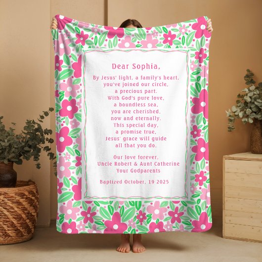 Boho Baptism Gift Personal Prayer Fleece Blanket