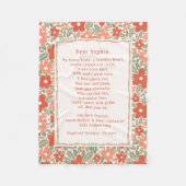 Boho Baptism Gift Personal Prayer Fleece Blanket  (Voorkant)