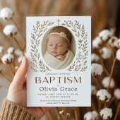 Boho Baptism Invitation avec couronne et bab fleur