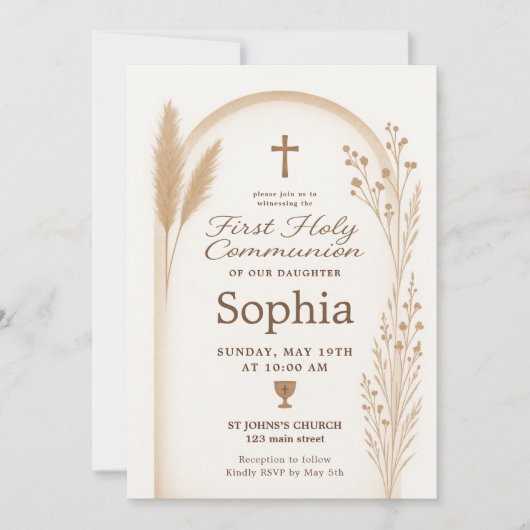 Boho Baptism Invitation et jeu de Cartes de remerc (Devant)