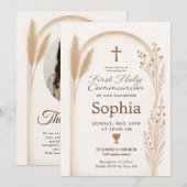 Boho Baptism Invitation et jeu de Cartes de remerc (Devant / Derrière)